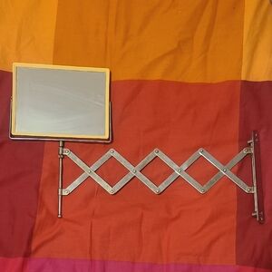 Wall-Mounted Accordion Mirror with Yellow Frame